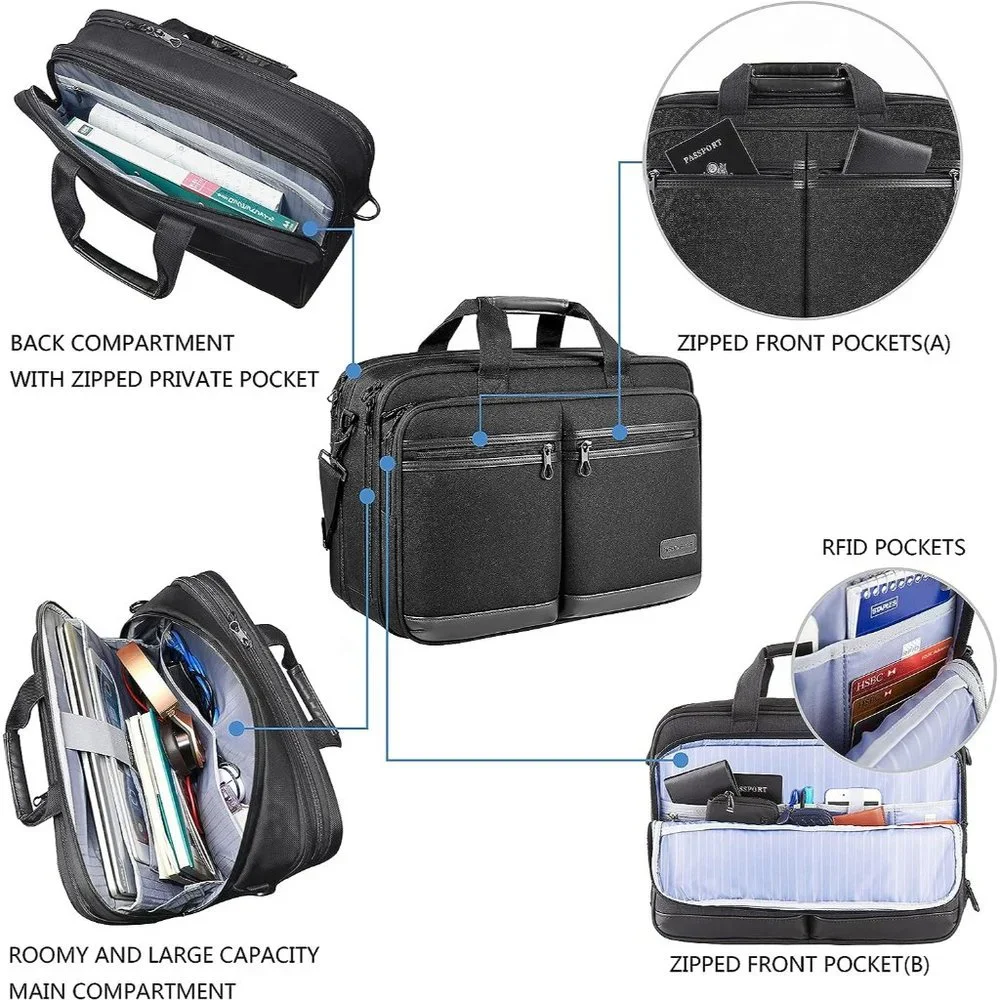 Men's Black Water Repellent Laptop Bag
